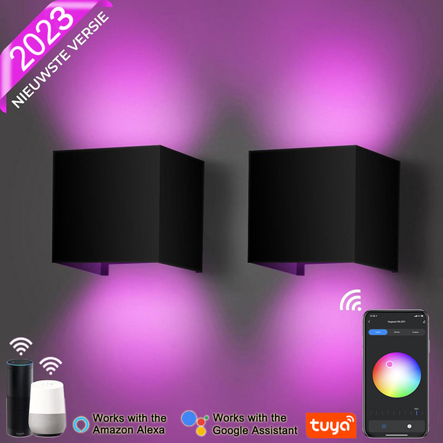 Chambre à coucher moderne intérieure extérieure lisant vers le haut et vers le bas Angle réglable contrôleur de lumière LED App applique murale lumières contrôlées par application