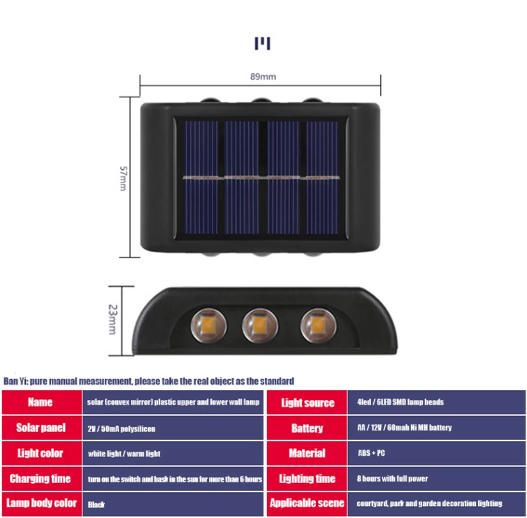 Lumière Led solaire extérieure étanche balcon lumières solaires pour cour rue paysage jardin décor lampe extérieure solaire applique murale