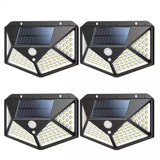 100 LED ip65 lumière solaire extérieure lampe solaire PIR capteur de mouvement applique murale étanche solaire alimenté lumière du soleil pour la décoration de jardin