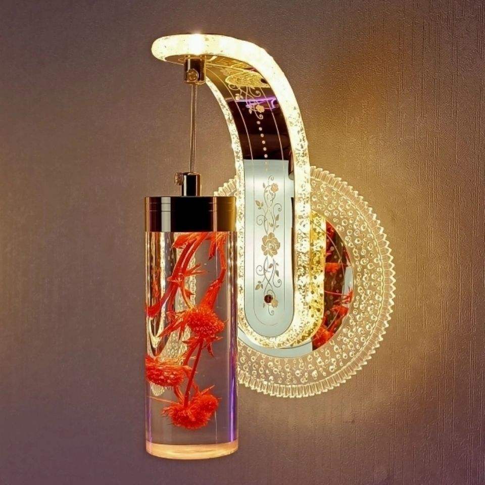 Nouveau chevet Led applique chambre hôtel Simple salle de bain lumières moderne créatif vraie fleur ambre led applique murale