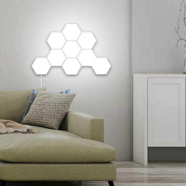 Applique murale hexagonale quantique en nid d'abeille à LED colorée avec sensibilité tactile pour loft d'escalier de salon de chambre à coucher