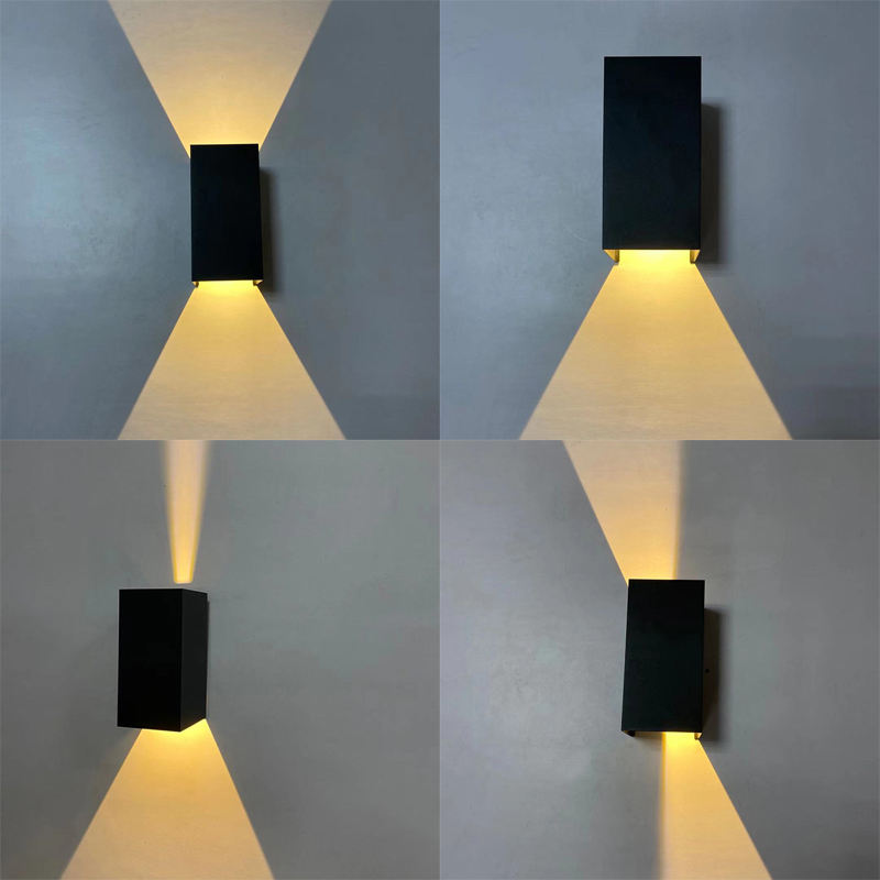 12W Dimmable Black Cube Étanche Applique Murale Extérieure Étanche Applique COB Puce Up And Down Applique Aluminium