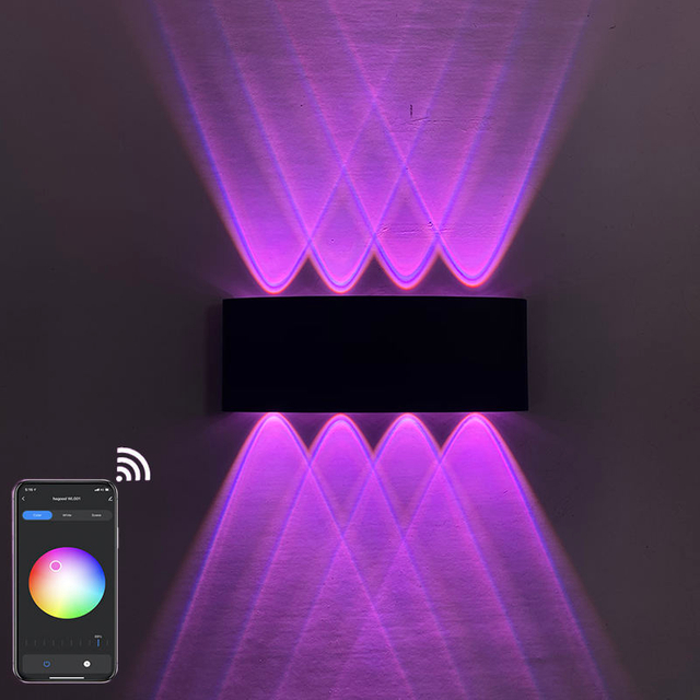 2022 Tuya APP Smart Home WiFi APP Contrôlé 85-265V RGBW IP65 Aluminium Étanche Led Lampe De Jardin Smart Led Extérieur Up And Down Applique Murale