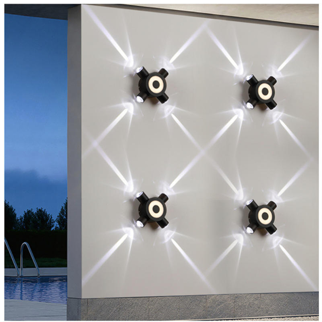 Croix étoiles design moderne Un faisceau de lumière extérieur jardin IP65 led applique murale étanche 4 W/12 W Extérieur Mur Décoratif