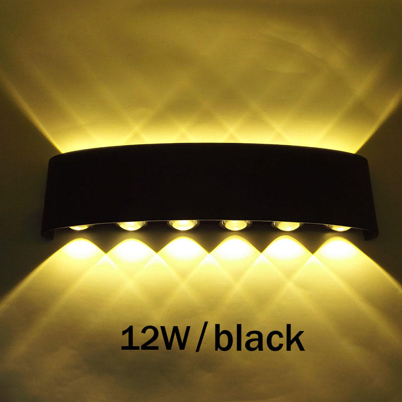 6W en forme d'arc extérieur étanche haut et bas LED applique murale en aluminium moderne applique murale éclairage applique murale