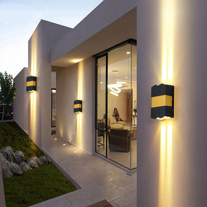 12W haut et bas appliques or noir LED applique murale en aluminium applique murale LED pour chambre salon couloir côté éclairage