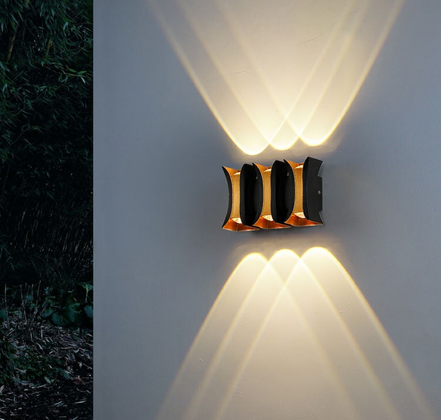Nouveau étanche LED noir longue bande applique murale pour RGB extérieur balcon en aluminium porche jardin applique Villa applique murale Luminaire