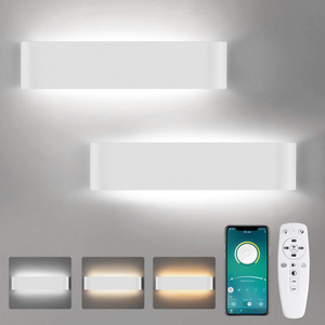 Lampe led intelligente haut et bas lumière 2.4G longue applique murale avec contrôleur applique murale intérieure applique murale LED trois températures de couleur