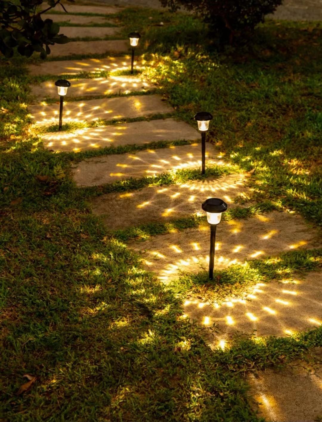 Solaire pelouse lampe verre lumière jardin paysage décoration inséré chemin lampe polysilicium monocristallin 600mah 1000MA batterie