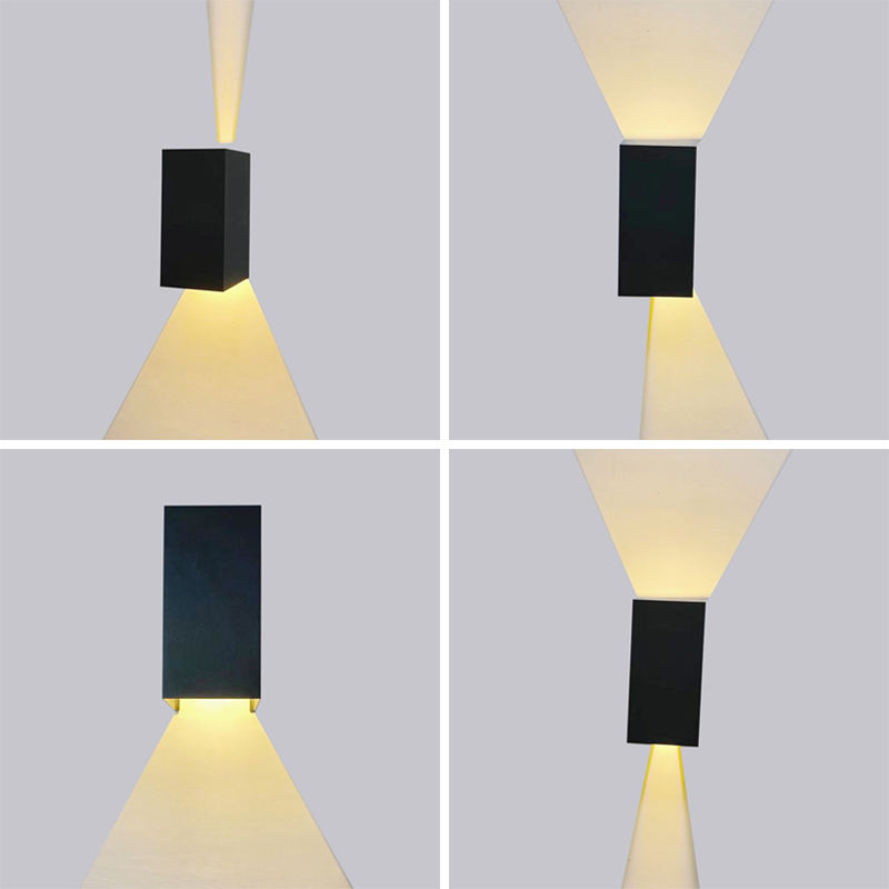 12W 20CM Noir et Blanc Cube étanche LED applique murale ip65 Applique carrée Porche Jardin Haut et Bas