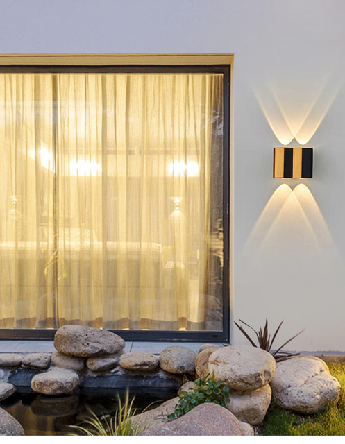 Applique murale LED Rectangle or lumière noire haut et bas corps lumineux lampe éclairage Style applique murale moderne