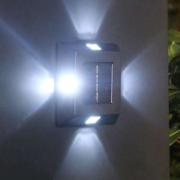 4 LED lampe solaire IP65 étanche lumière extérieure cour applique murale pour jardin et Villa décoration étape lumière