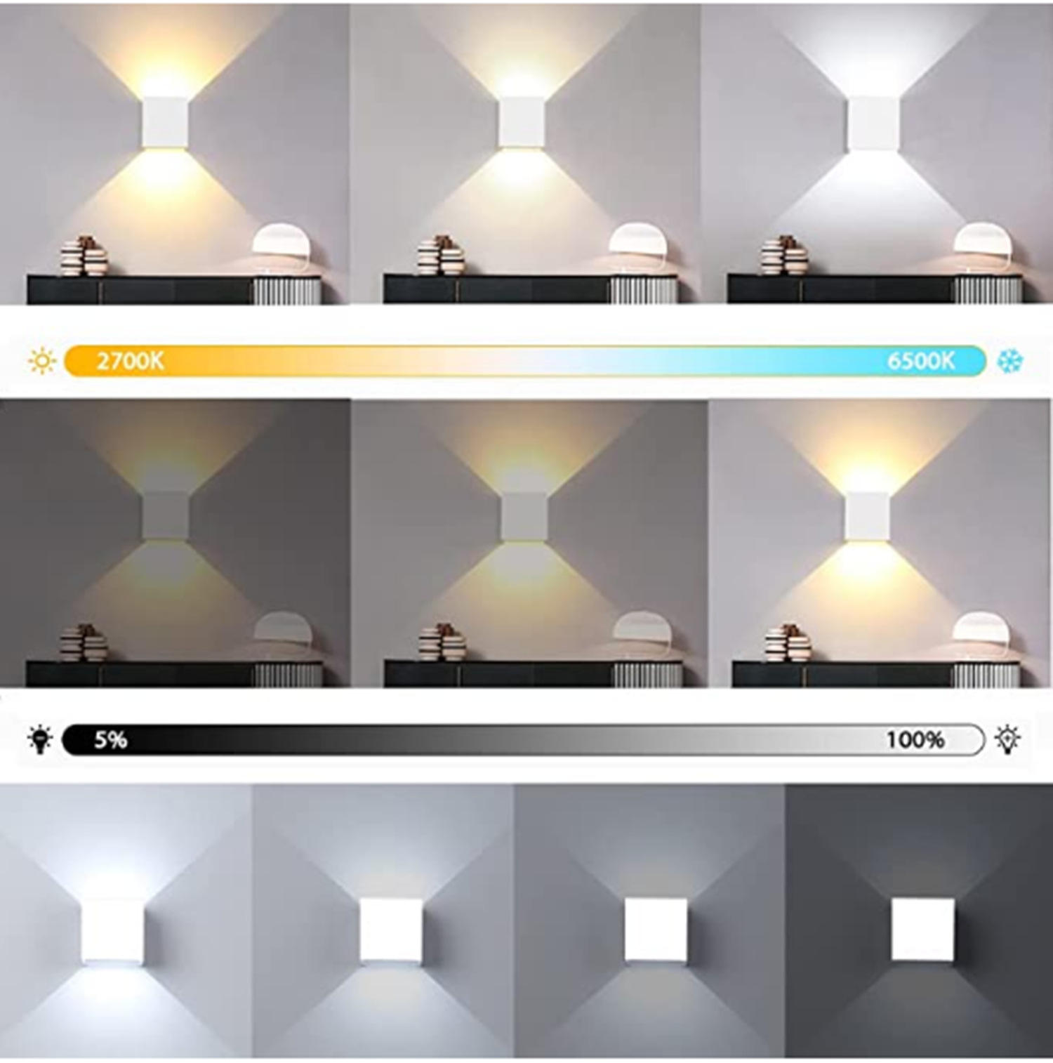 Carré Led Appliques Murales Couloir D'allée Extérieure Dimmable Multicolore Up Down Lampe Avec Détecteur De Mouvement pour Mur KTV Bar Chambre
