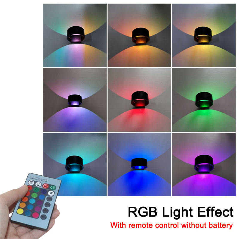 Moderne 3W 7W LED wandlamp RGB aluminium rond LED haut et bas applique murale lampes de chevet chambre