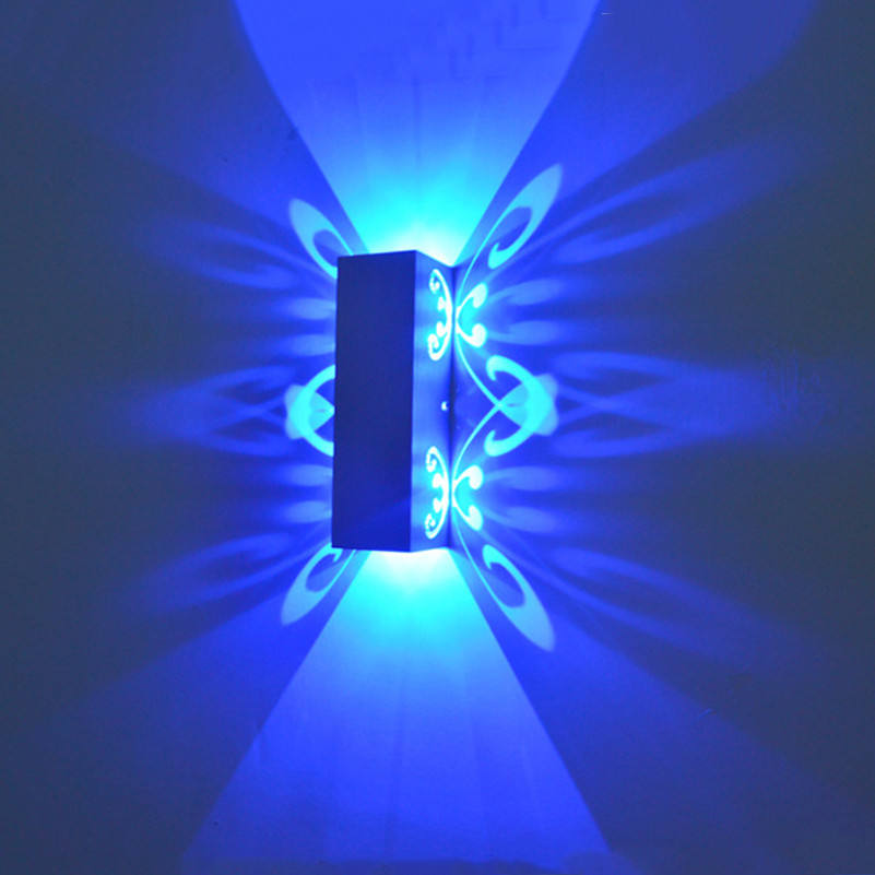 Nouveauté 6W double papillon aluminium led applique murale pour appliques murales intérieures beauté chambre fleur fond veilleuse
