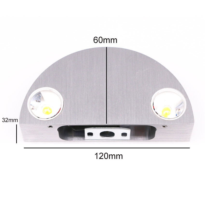 Demi-cercle 3W LED Applique Murale En Aluminium Up Down Appliques Murales pour Chambre Chevet Couloir Salon