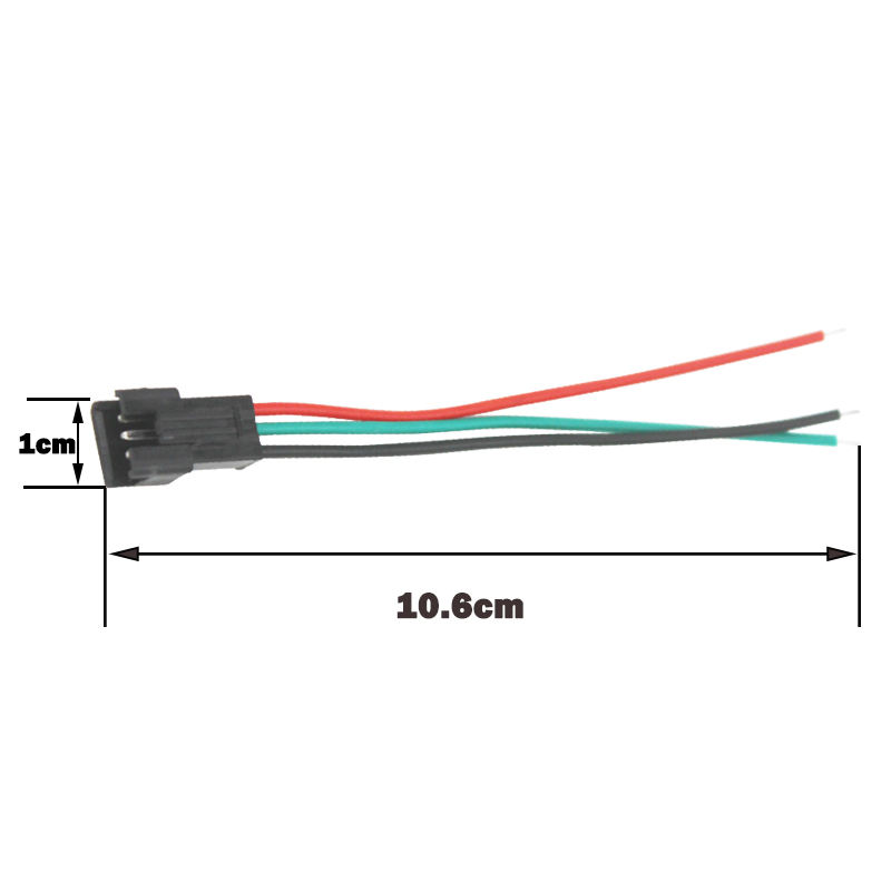 JST SM 3 broches/tête mâle à femelle connecteur rapide/fil pour bande LED WS2812B RGB