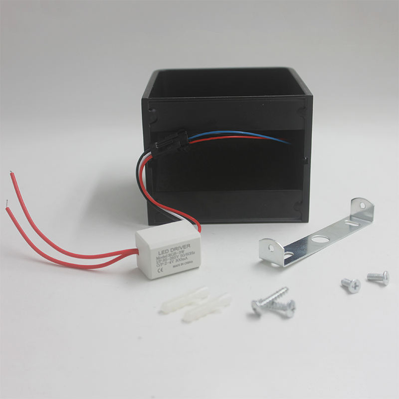 Applique murale en céramique noire 3W Cube Led de haut en bas pour décoration intérieure avec éclairage moderne de lampe de mur de prix d'usine
