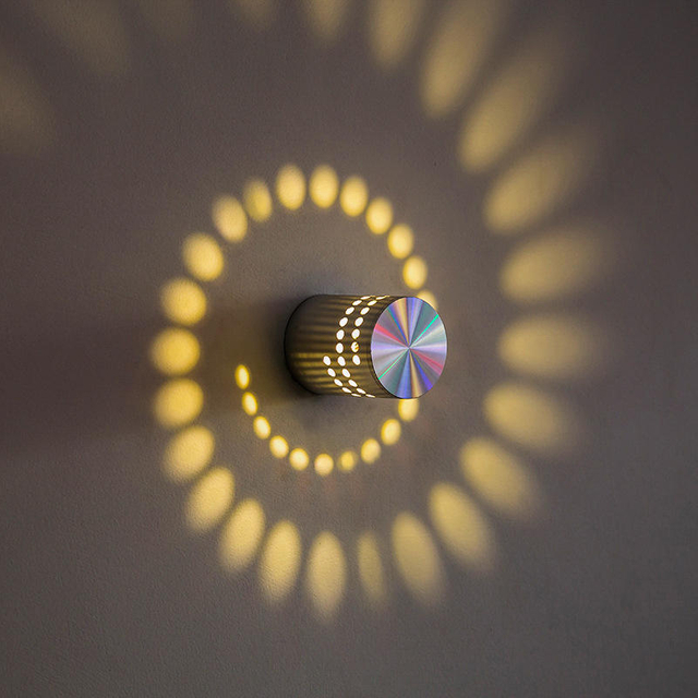 2023 pas cher prix nuit lumière spirale trou RGB LED mur led lumières décoratives