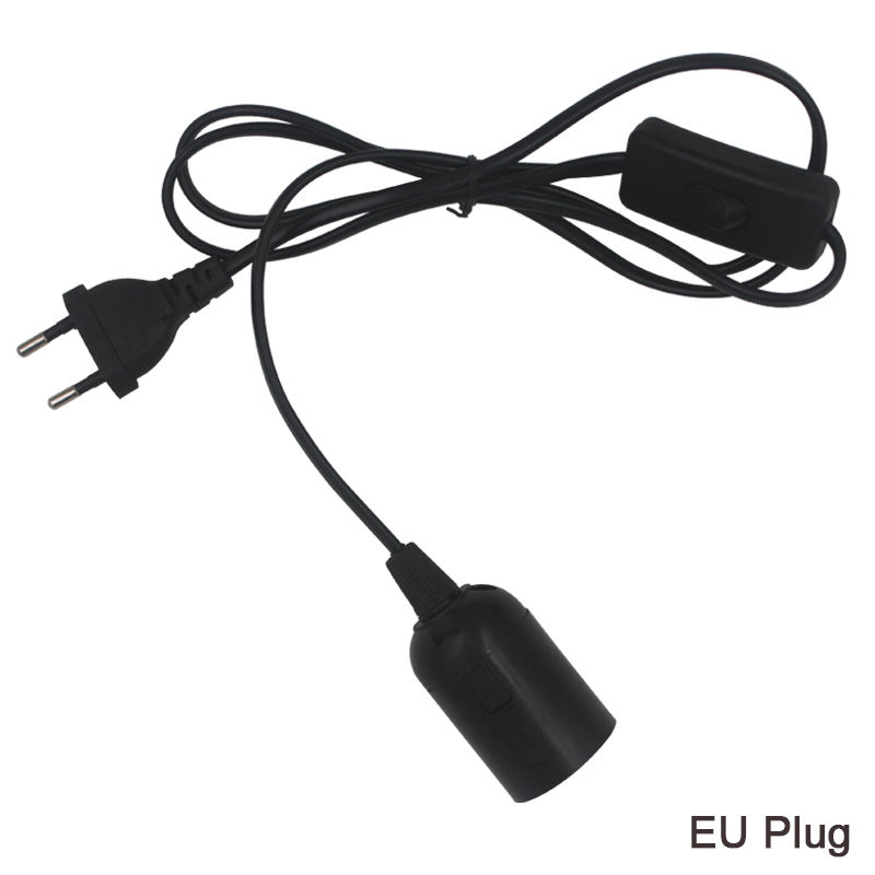 1.8m cordon d'alimentation câble E27 bases de lampe prise ue avec fil de commutation pour pendentif ampoule LED e27 lampe à main Suspension support de douille