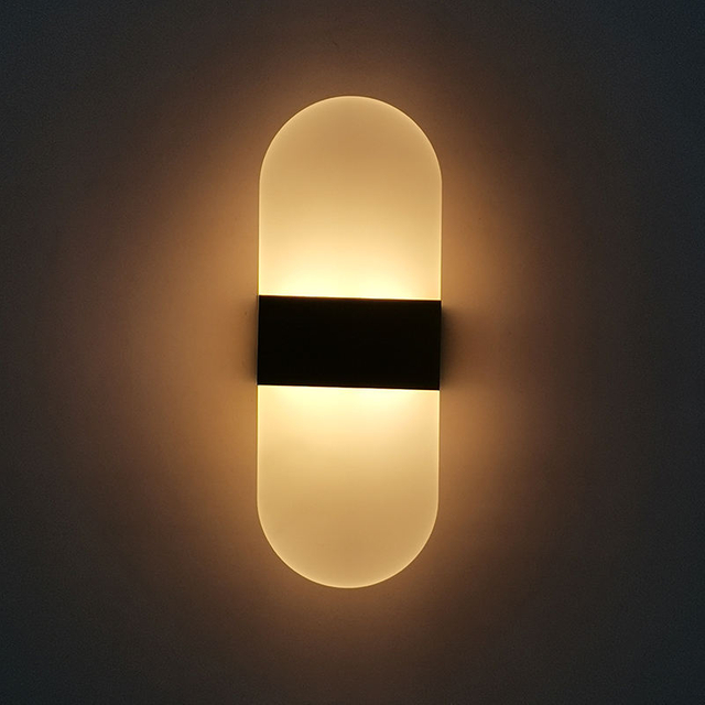6 W angle rond noir acrylique applique chambre escalier lampe fond applique pour mur LED décoration d'hôtel