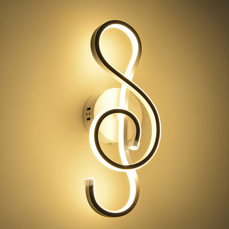 Note de musique Moderne Style Minimaliste En Aluminium Décoratif LED Applique Murale Creative Chambre Salon Couloir Allée Applique Murale