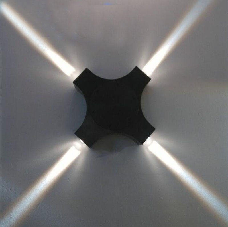 Nouvelle applique extérieure LED 12W croix étoile 4 côtés éclairage étanche IP65 pour la décoration de jardin