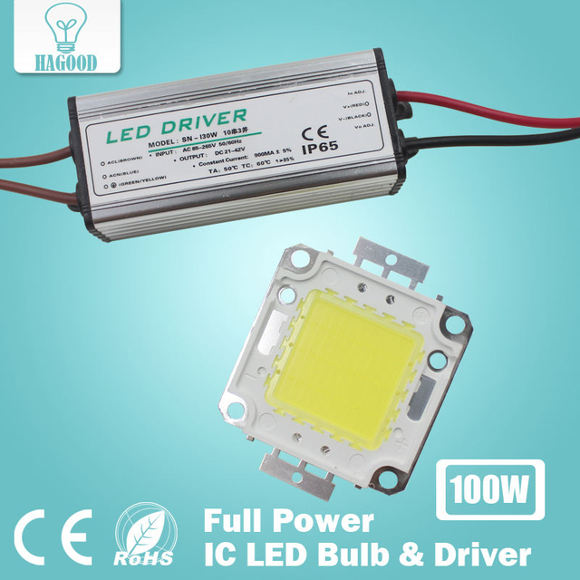 Vrai plein Watt 10W 20W 30W 50W 100w haute puissance COB lampe à LED puces ampoule avec pilote de LED pour bricolage projecteur Spot lumière pelouse