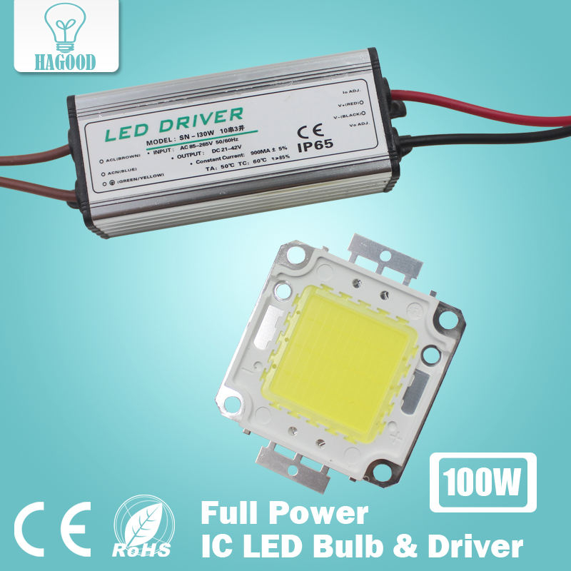Vrai plein Watt 10W 20W 30W 50W 100w haute puissance COB lampe à LED puces ampoule avec pilote de LED pour bricolage projecteur Spot lumière pelouse
