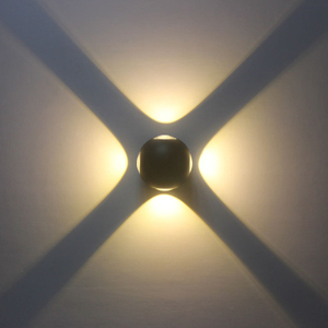 Nouvel article blanc étanche 12W extérieur rond led applique murale avec source d'éclairage à 4 côtés artisanat bureaux de réception Decora lampe ronde