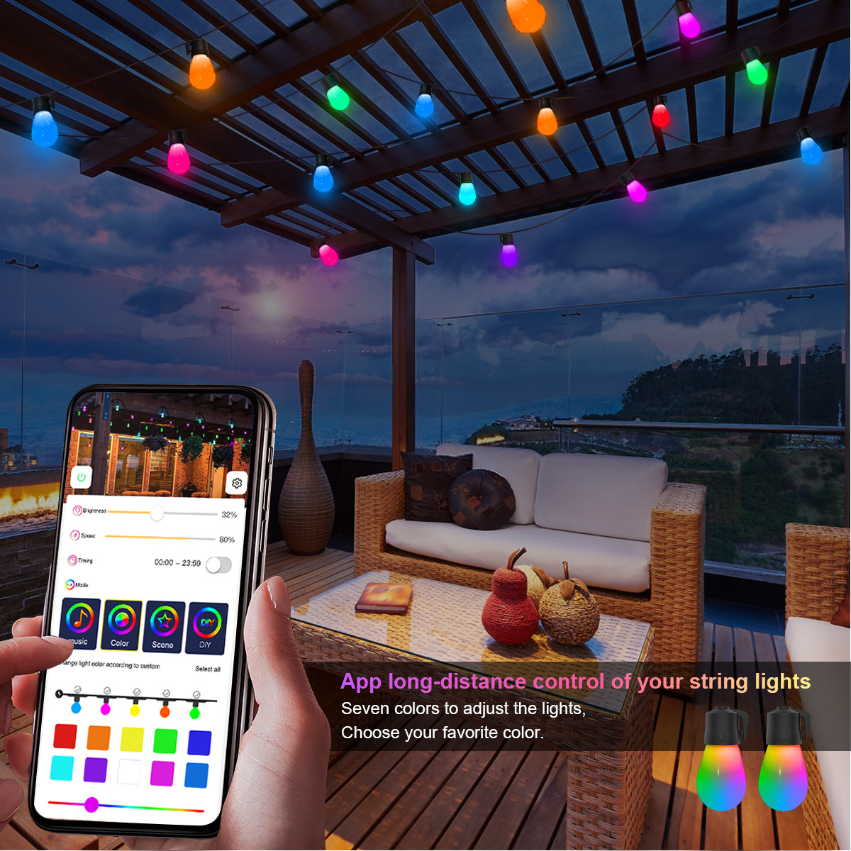 Guirlande solaire LED guirlande lumineuse décoration de noël ampoule IP65 étanche Patio lampe guirlande de vacances pour meubles de jardin en plein air