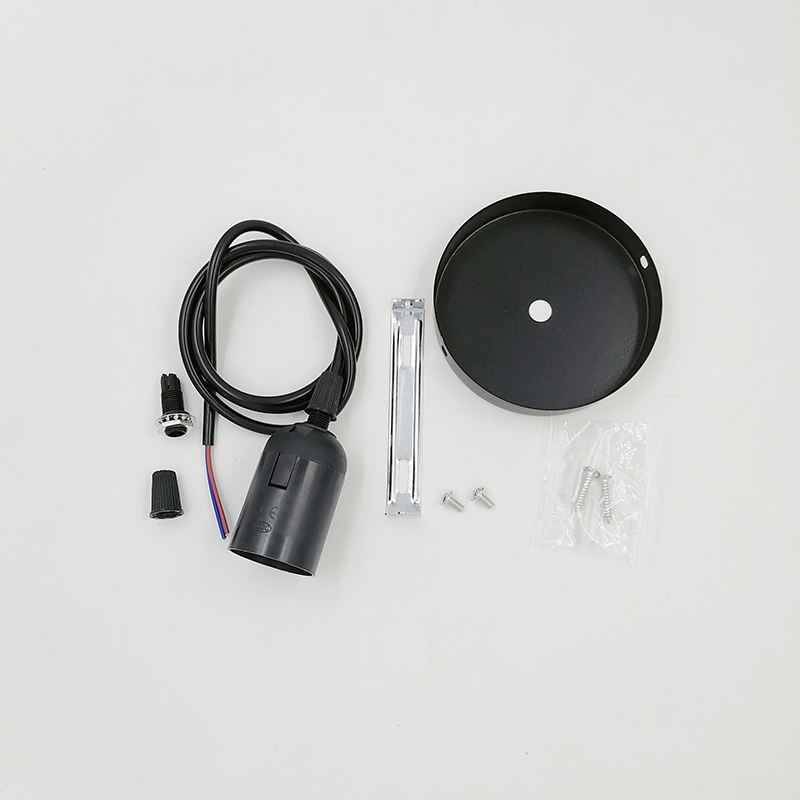 Ensemble de support de lampe en métal standard européen E27 support de lampe en fer E27 fil tressé coloré E27 kit de support de lampe de plafond