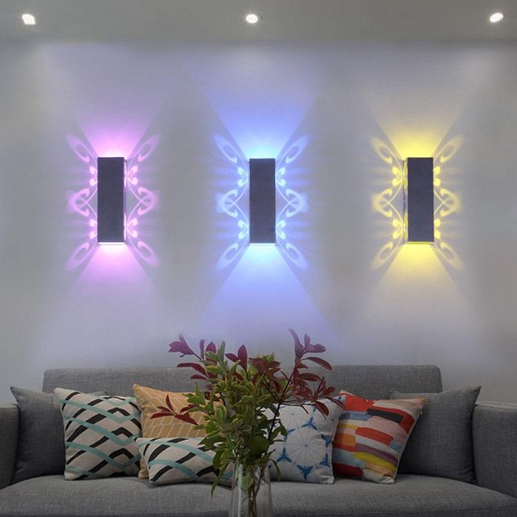 2W 6W Double papillon lampe décoration intérieure applique murale Unique petite lampe de nuit pour hôtel salon décoration