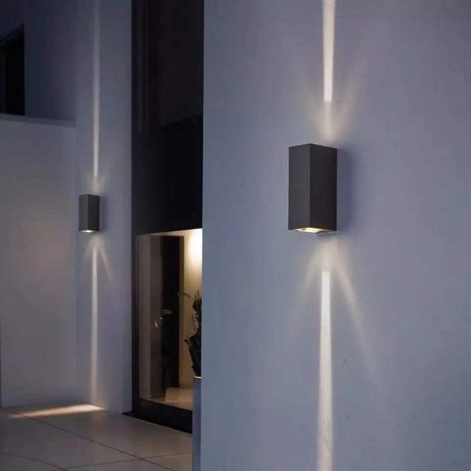 Lampe à Led moderne lumière de faisceau de coquille noire applique murale étanche et veilleuse extérieure haut et bas appliques murales pour la maison