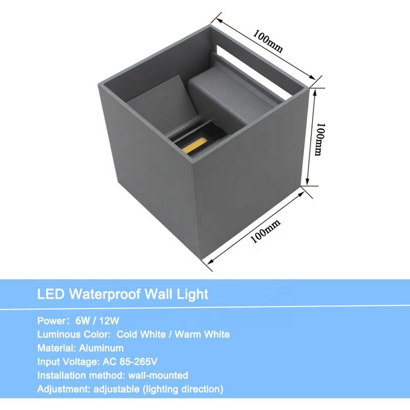 Style industriel AC85-265V Étanche IP65 Faisceau Réglable En Aluminium Extérieur LED Cube Étanche Applique Murale