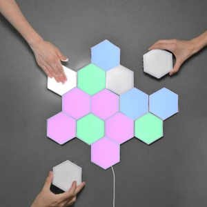 Applique murale hexagonale quantique en nid d'abeille à LED colorée avec sensibilité tactile pour loft d'escalier de salon de chambre à coucher