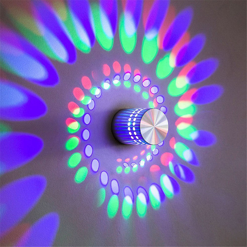 Trou en spirale fixé au mur 3W RVB avec le contrôleur a mené la lumière de mur d'intérieur pour la lampe de mur décorative de chambre d'hôtel