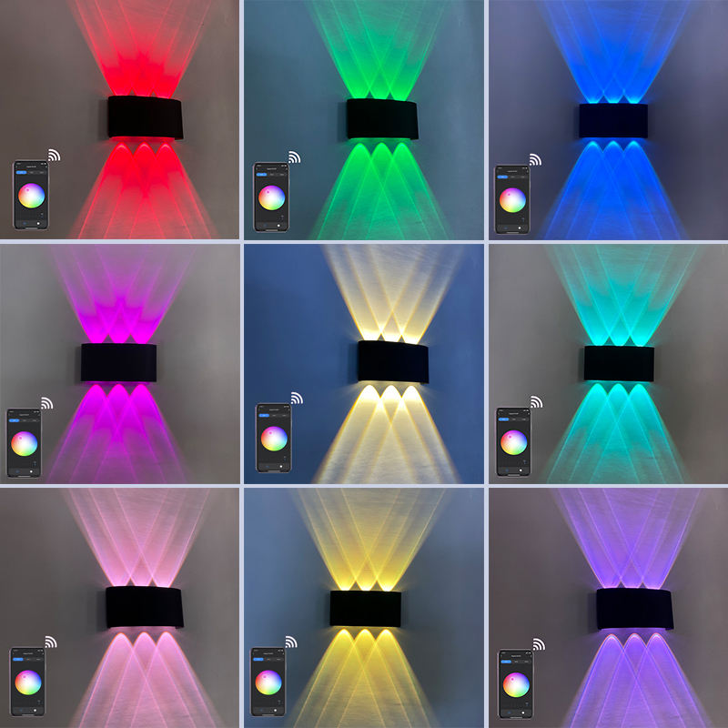 Applique murale extérieure APP télécommande Bluetooth-compatible Dimmable LED applique RGB utilisé pour la décoration de vacances AC85-265V