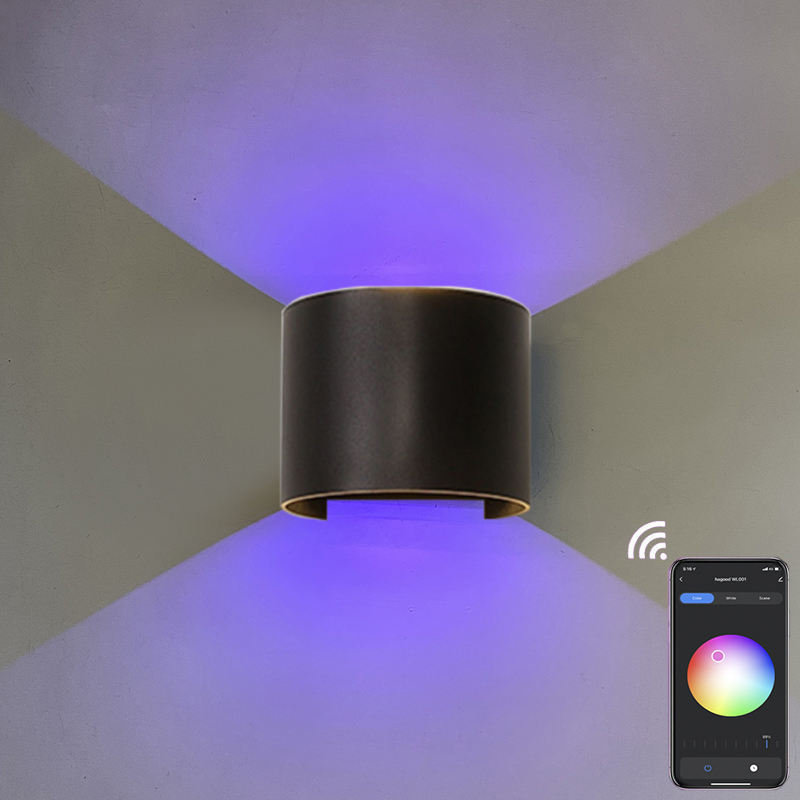 RGBW APP Control semi-circulaire IP65 applique murale étanche décorative colorée applique murale intelligente