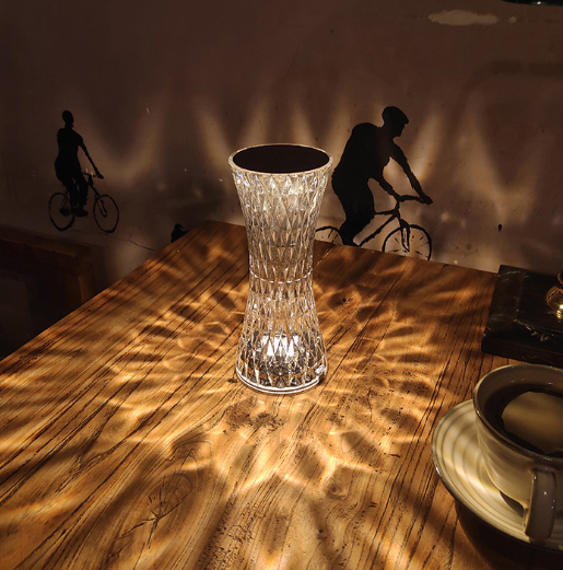 Lampe de table de veilleuse rechargeable en cristal acrylique rose Tiktok Touch Control Lampe de bureau à couleur changeante