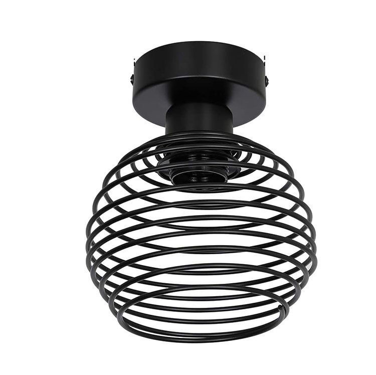 Intérieur Vintage Fer E27 Plafonniers Luminaires pour Couloir Allée Intérieur Rétro LED Plafonnier pour Chambre Salon Noir