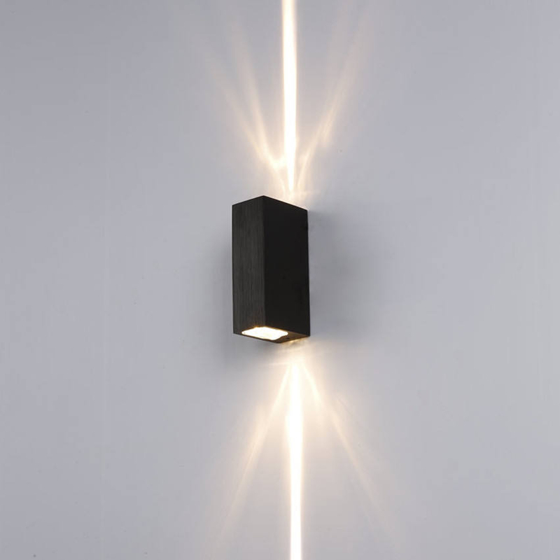 6W moderne Led noir coquille faisceau lumière étanche applique murale et veilleuse extérieure haut et bas appliques murales pour la maison