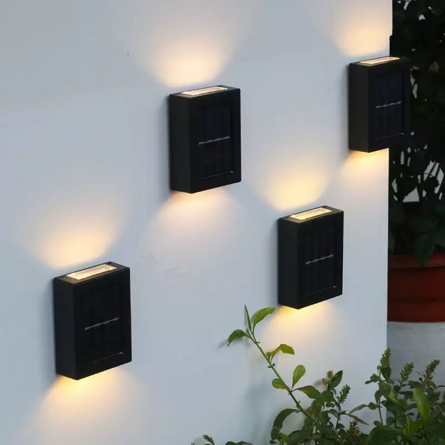 Applique murale de charge solaire extérieure étanche IP65 haut et bas applique murale d'escalier solaire LED veilleuse