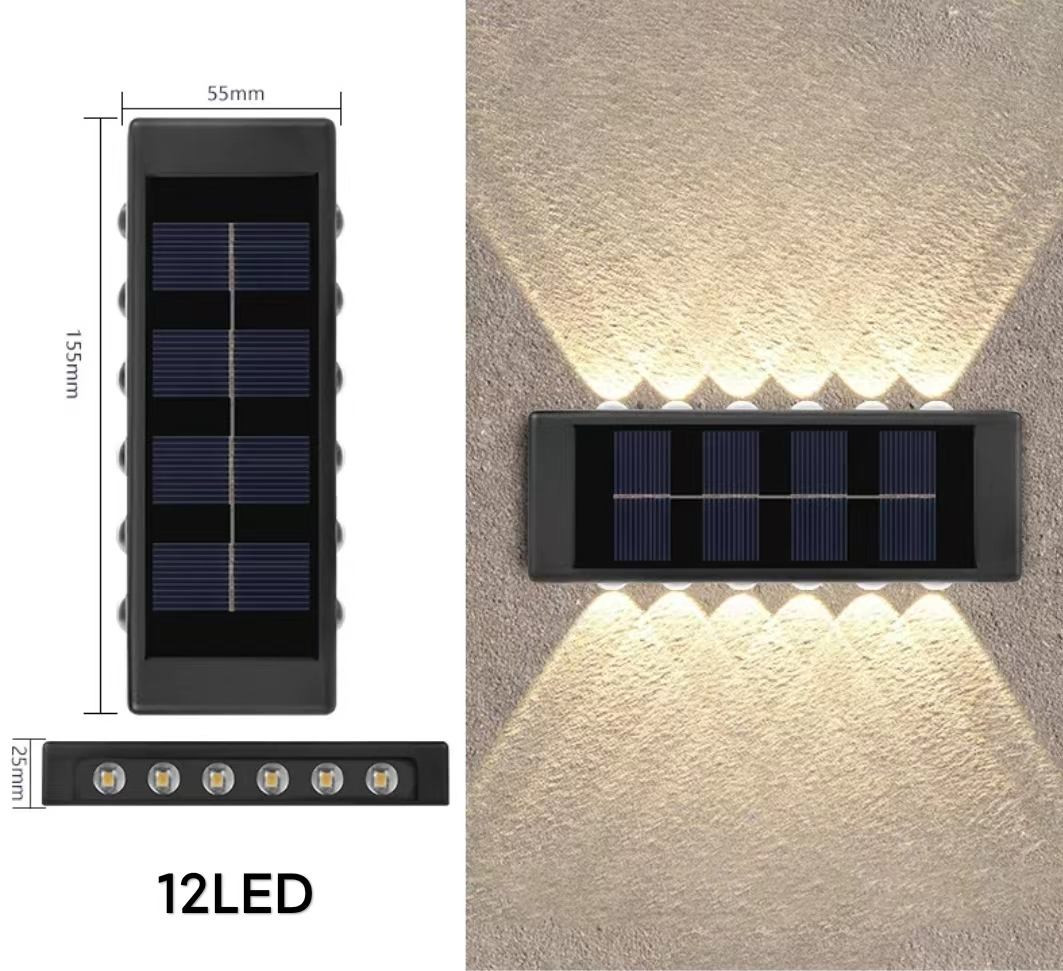 4LED 6LED 8LED 10LED 12LED 16LED haut et bas applique murale solaire décoration extérieure jardin cour maison applique murale étanche