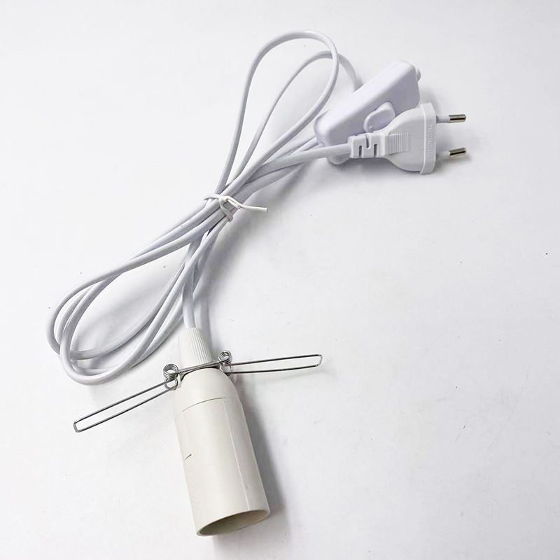 E14 douille de base support de lampe suspension européenne avec interrupteur marche/arrêt prise ue extension de fil vintage e14 base d'ampoule