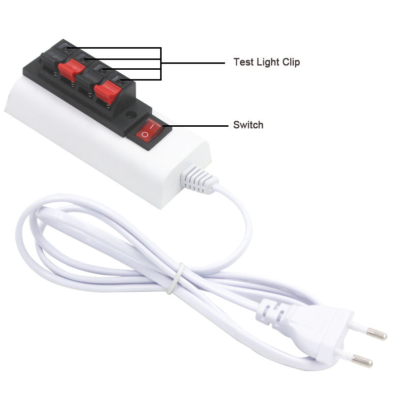 1.5m fil 2/4 broches luminaire blanc ue US prise testeur lampe à LED adaptateur interrupteur haute qualité pour conducteur LED puce lampe bande lumineuse