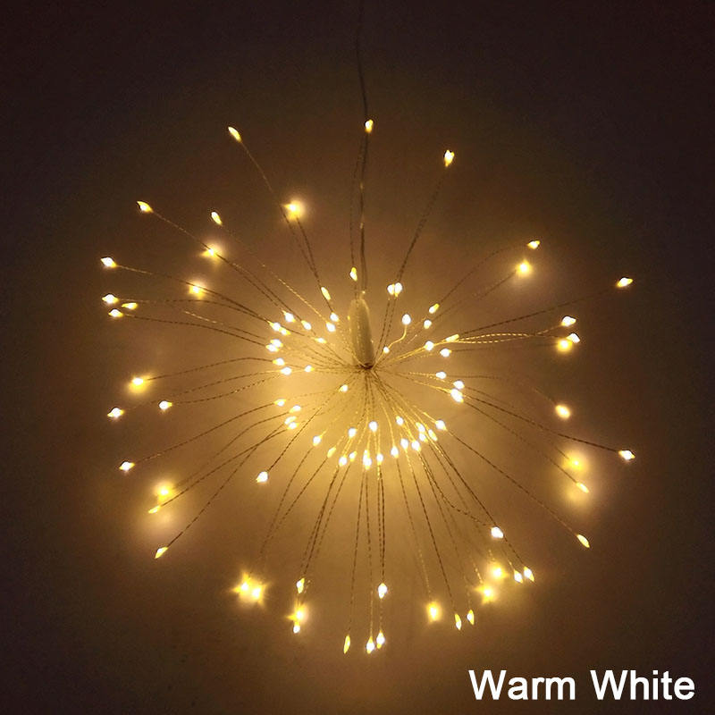 Feux d'artifice en plein air fil de cuivre LED chaîne 100leds étanche guirlande lumineuse de Noël suspendu décoration lumières alimenté par batterie