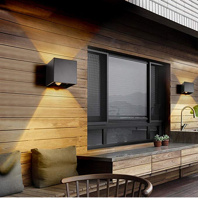 Nouveau capteur de mouvement cube LED applique murale 12W lumière chaude extérieure étanche réglable haut et bas en continu chambre Loft vogue