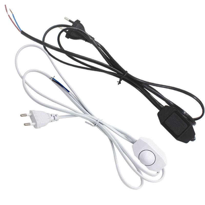 Dimmable 1.8 m ue/US prise lumière commutation ronde interrupteur cordon fil câble prise puissance pour lampes à LED abat-jour papier lumières étoiles lampes