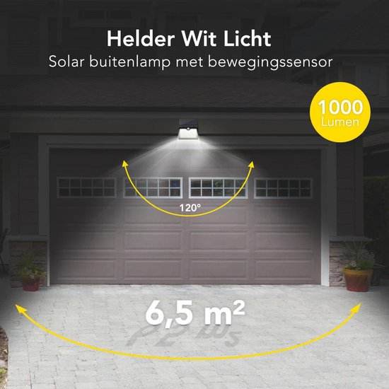 Lampe d'extérieur solaire avec détecteur de mouvement - 97 LED - Lumière blanche - Éclairage de jardin à énergie solaire - Étanche IP65